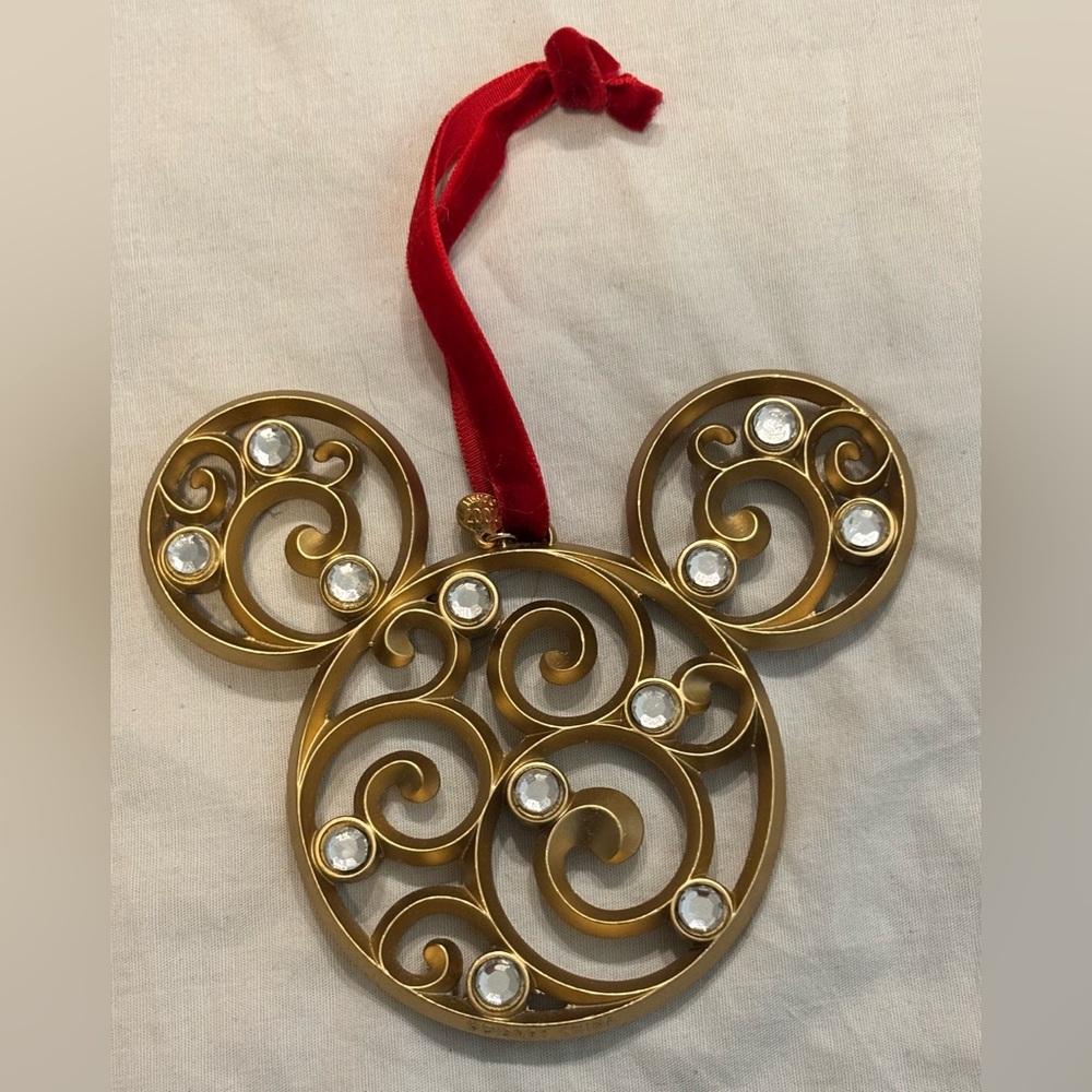 Disney Parks Mickey Mouse Icon Bohemian Filigree Metal Gold Tone Ornament